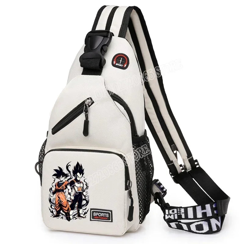 Dragon Ball white shoulder bag - Goku and Vegeta side by side