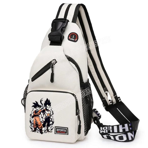 Dragon Ball white shoulder bag - Goku and Vegeta side by side