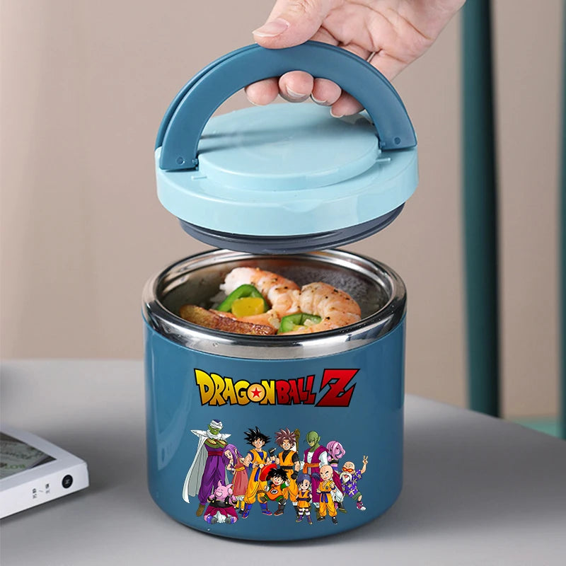 Round Blue Dragon Ball Lunch Box - Z-Logo und Gruppe von Zeichen