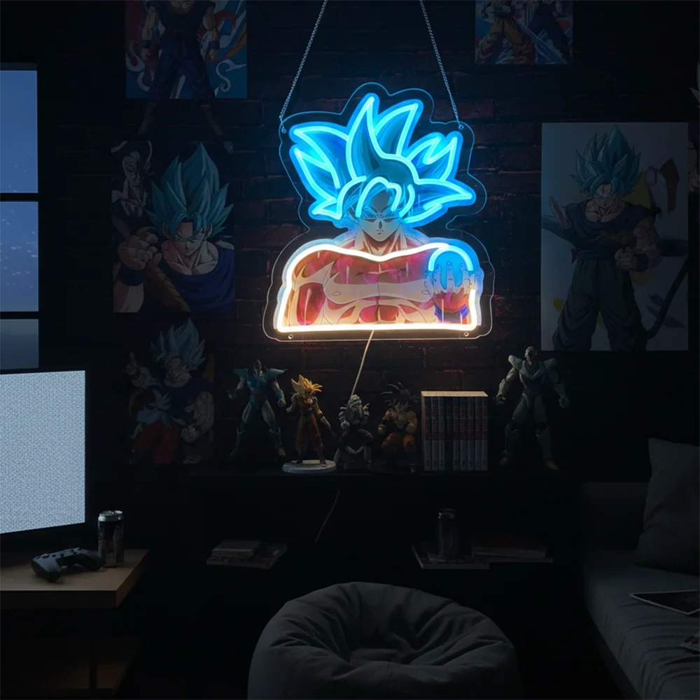 Lampada al neon blu Dragon Ball - Vegeta Super Saiyan Blue