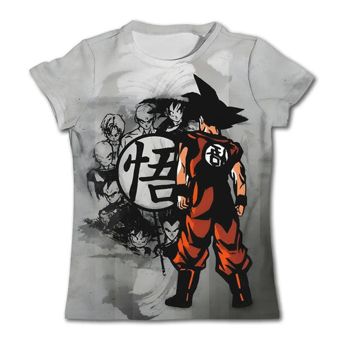 Gray Dragon Ball Goku terug en kanji Go t-shirt