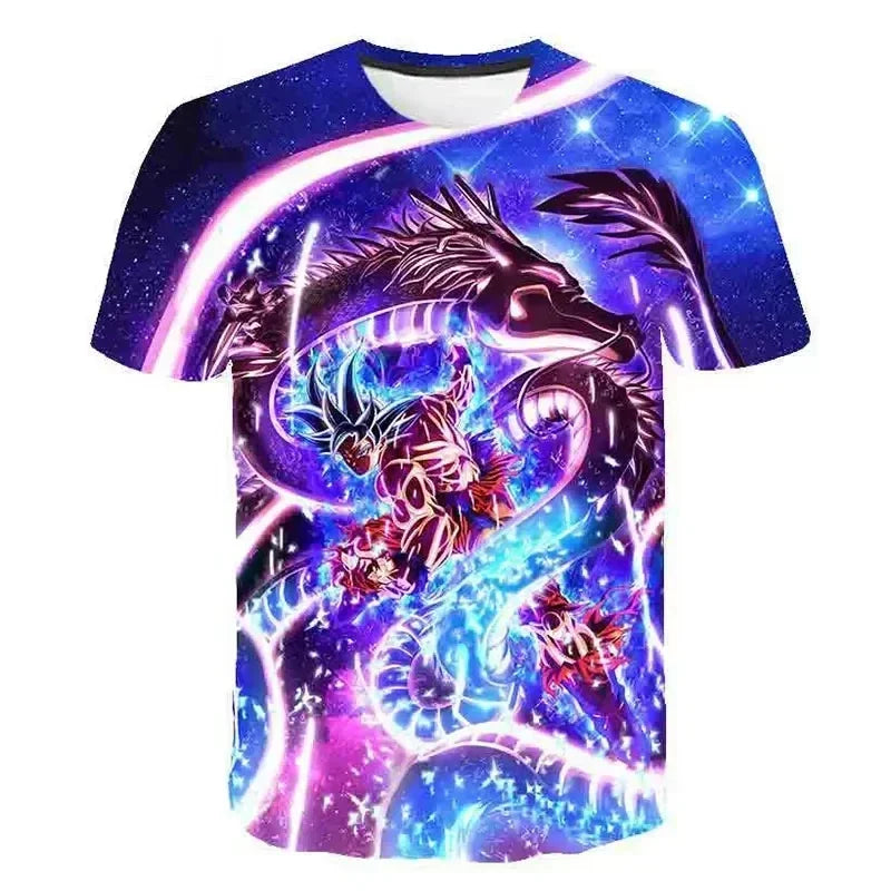 T-shirt paars Dragon Ball Shenron en blauwe energie