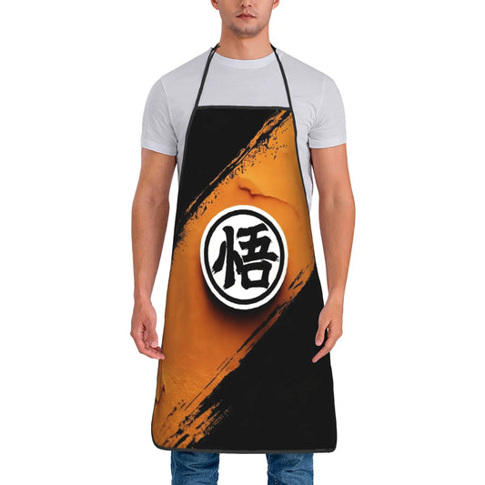 Dragon Ball schwarze Schürze - Go Kanji auf orange Streifen