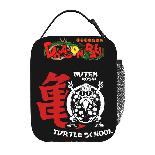 Bolsa de almuerzo negra Dragon Ball - escuela de la Tortuga y kanji Kame rojo