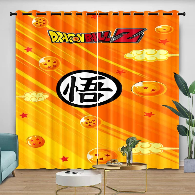 Dragon Ball blue curtains - Shenron and Goku shirtless