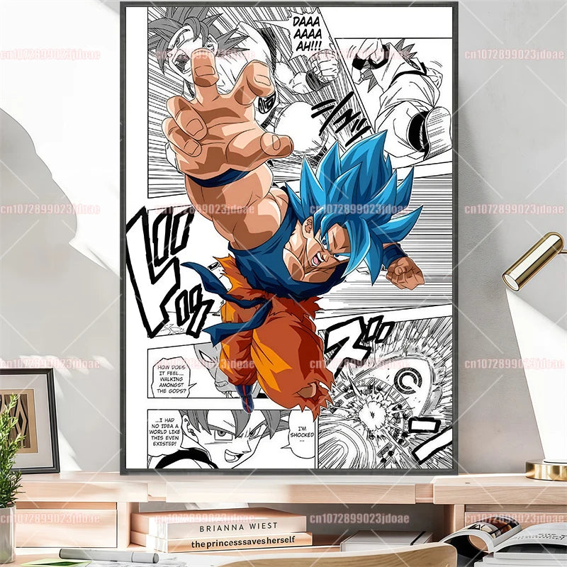 Pósteres manga Dragon Ball - Vegeta Goku y Broly a color