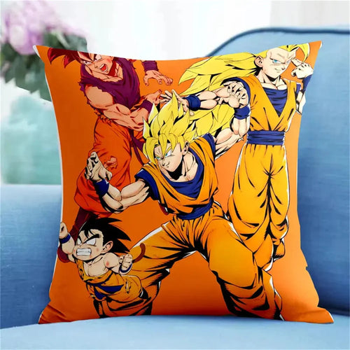 Fodera per cuscino arancione Dragon Ball - le trasformazioni di Goku