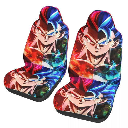 Housses de sièges avant multicolores Dragon Ball - Goku Blue et portrait rouge