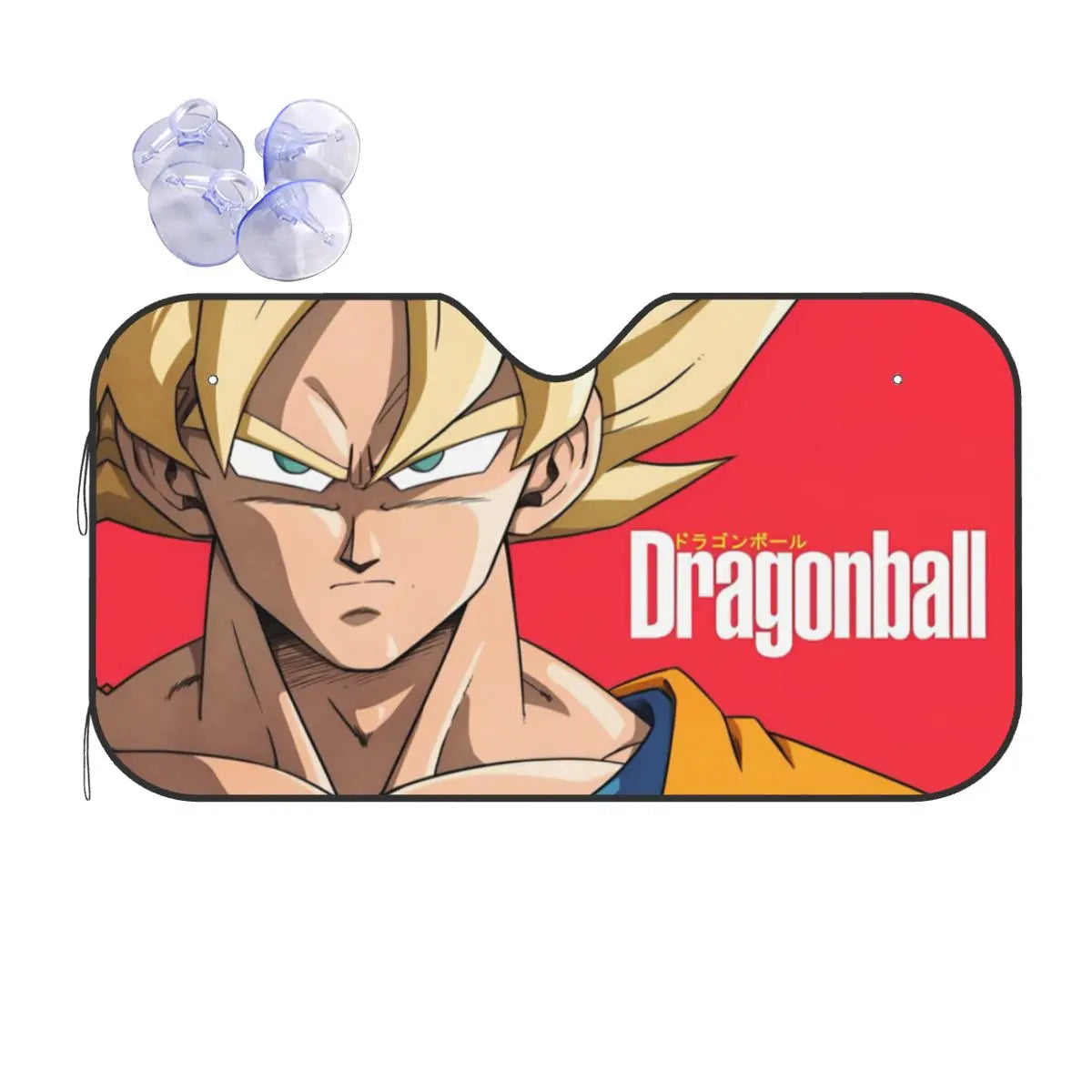 Zwarte auto parasol Dragon Ball kanji Go en oranje merken