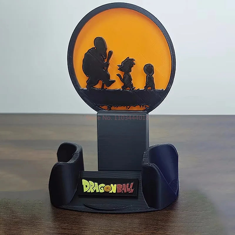 Support de manette noir Dragon Ball - Tortue Géniale Goku et Krilin en silhouettes