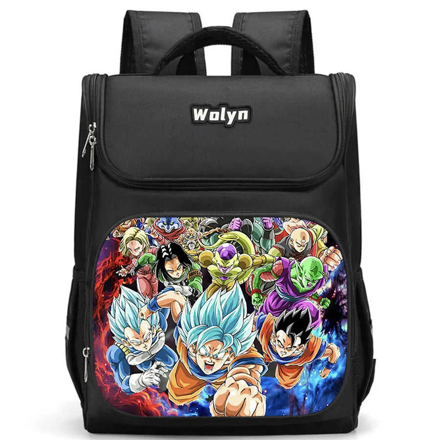 Sac à dos noir Dragon Ball - Goku en portrait sur fond vieilli