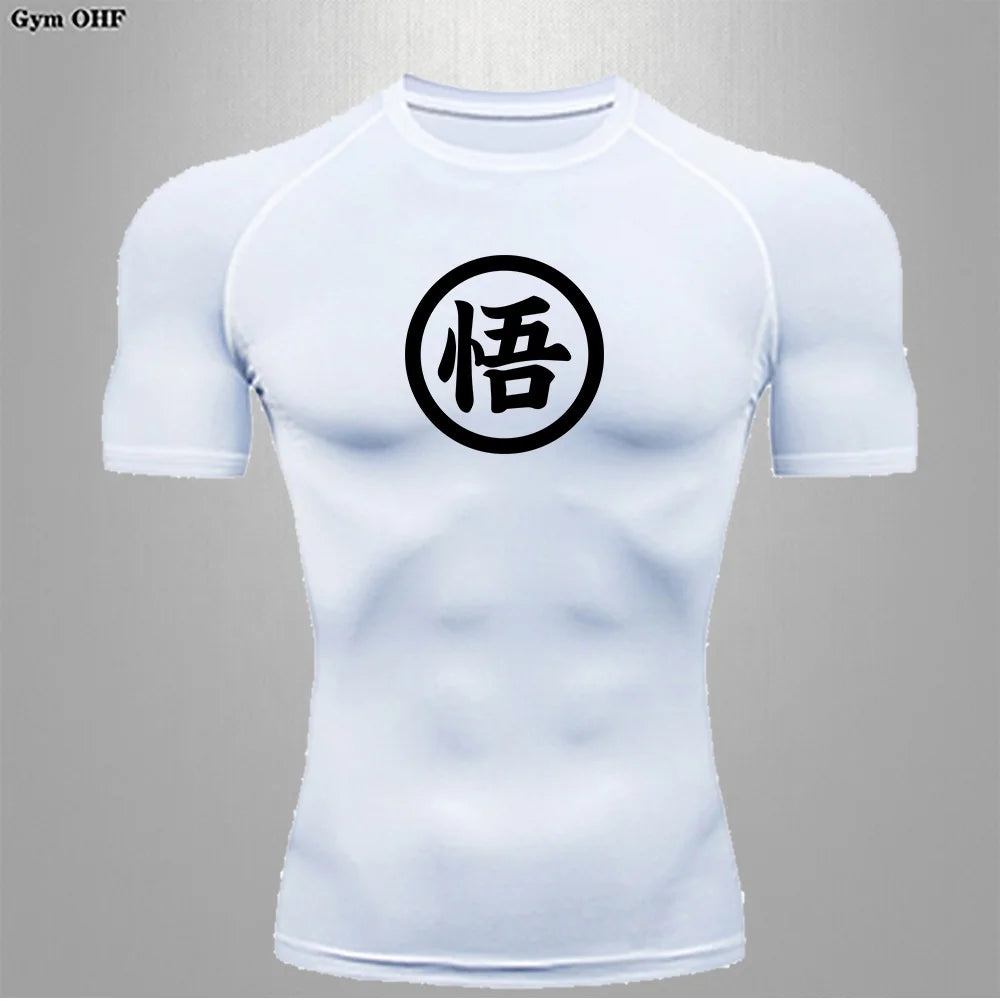 Graues Sportoberteil mit langen Ärmeln Dragon Ball - kanji Go black