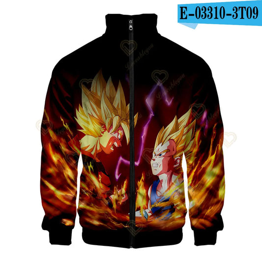 Veste zippée noire et dorée Dragon Ball - Goku face à Vegeta Super Saiyan
