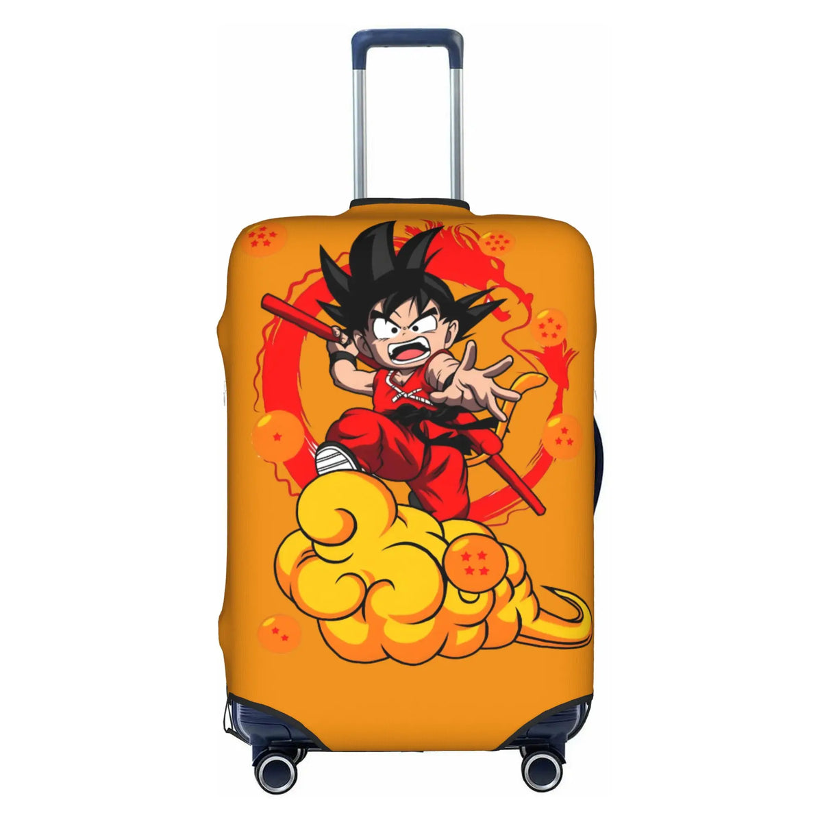 Housse de valise orange et blanche Dragon Ball - Goku enfant en motifs répétés