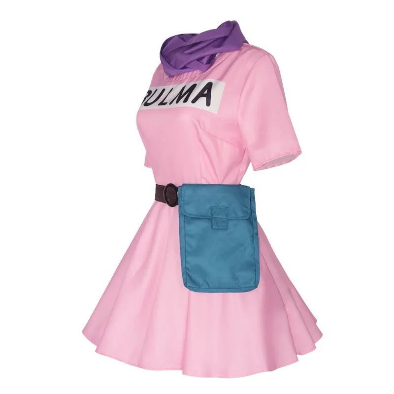 Costume rose Dragon Ball - Bulma avec ceinture et foulard