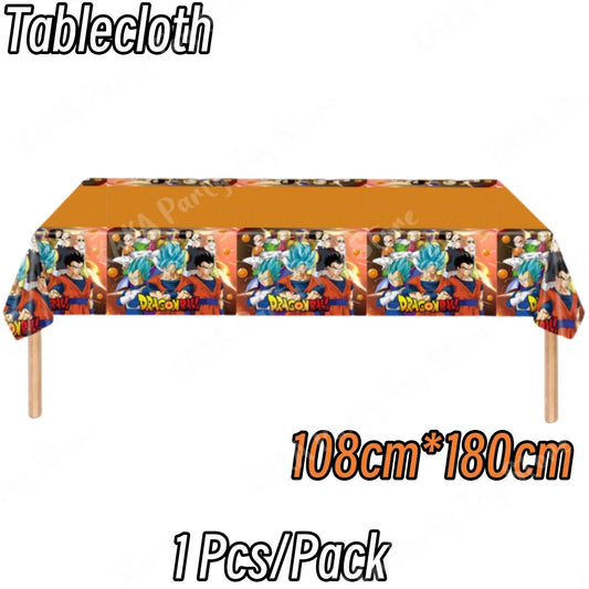 Nappe anniversaire orange Dragon Ball - frise des combattants
