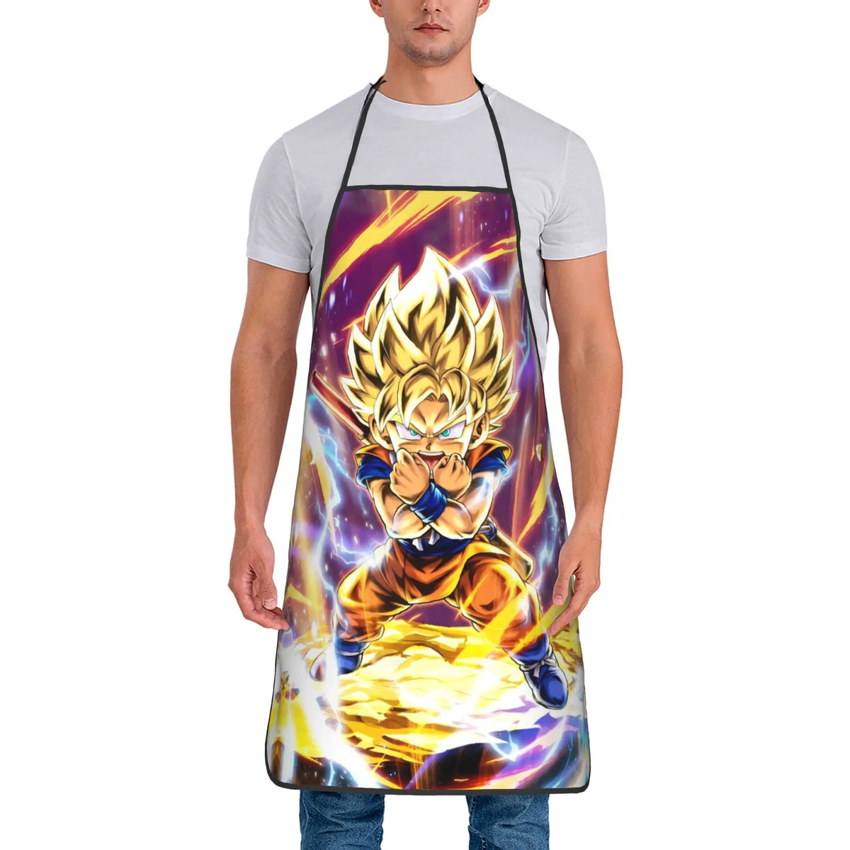 Delantal naranja Dragon Ball - Goku niño y kanji grande Go