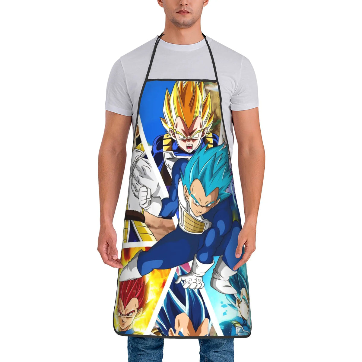 Tablier turquoise Dragon Ball - Goku Super Saiyan God et boule de cristal