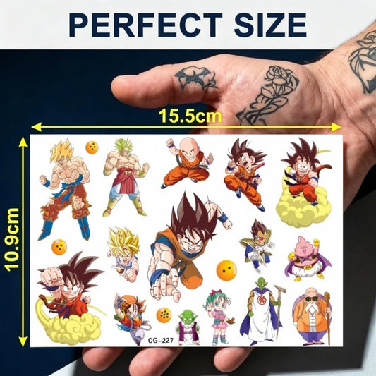 Dragon Ball tijdelijke tattoos - Goku en chibi karakters