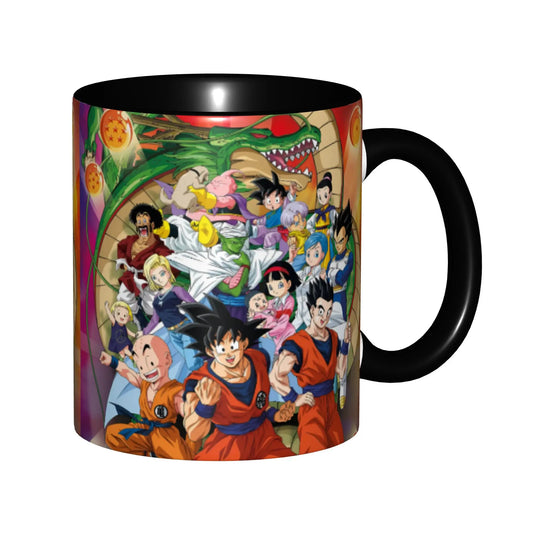 Mug noir Dragon Ball - Shenron et groupe de personnages