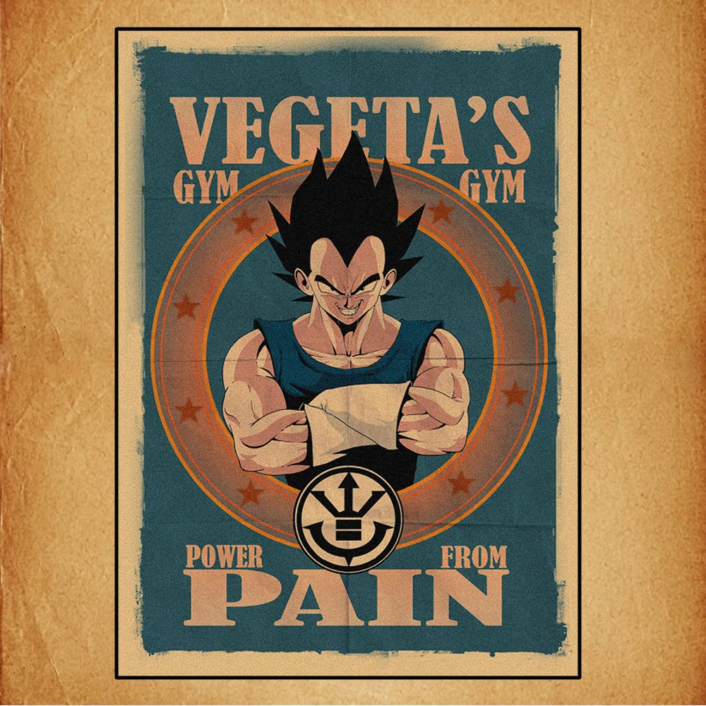 Grüne Retro-Poster Dragon Ball - Vegeta Gym