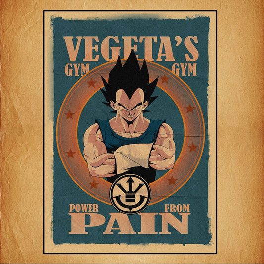 Affiche rétro verte Dragon Ball - Vegeta Gym