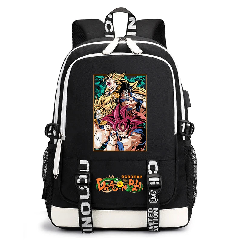 Black and White Dragon Ball Rucksack - Goku Super Saiyan 3 Zurück