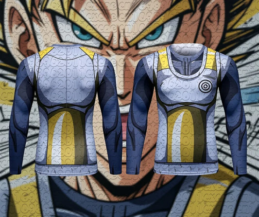 Langarm-T-Shirt Dragon Ball Rüstung von Vegeta blau und grau