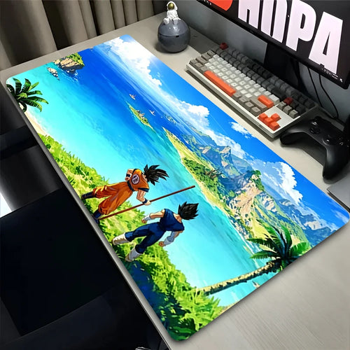 Tapis de souris bleu Dragon Ball - Goku et Vegeta face au paysage
