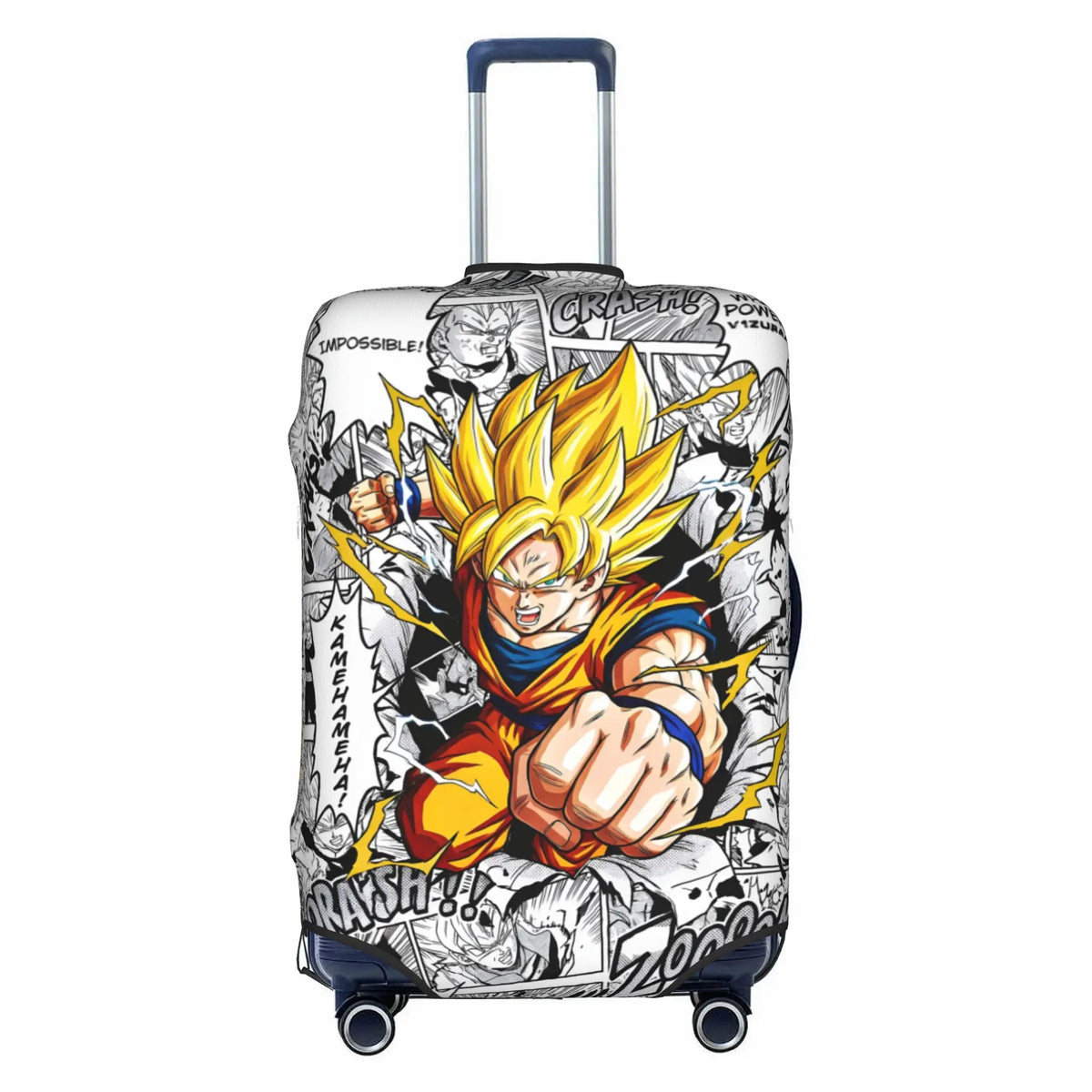 Housse de valise dorée Dragon Ball - Goku Super Saiyan et kanji Go