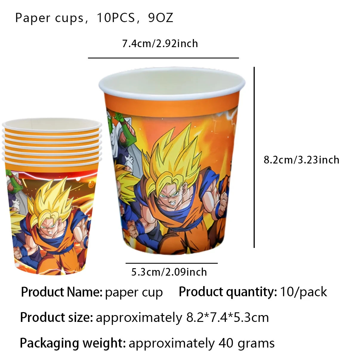 Dragon Ball oranje verjaardagsset - Goku en Super Saiyans