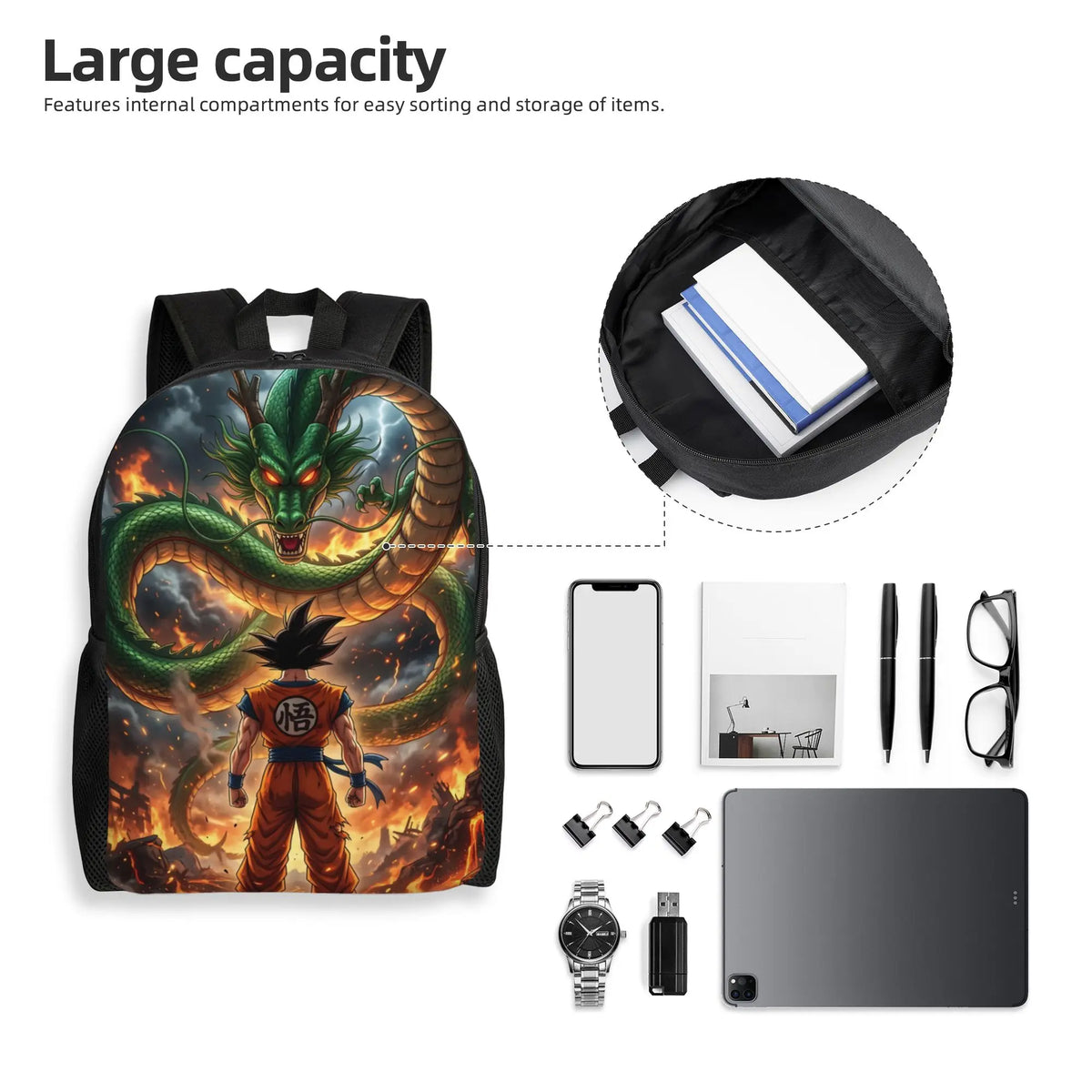 Dark Backpack Dragon Ball - Goku facing Shenron