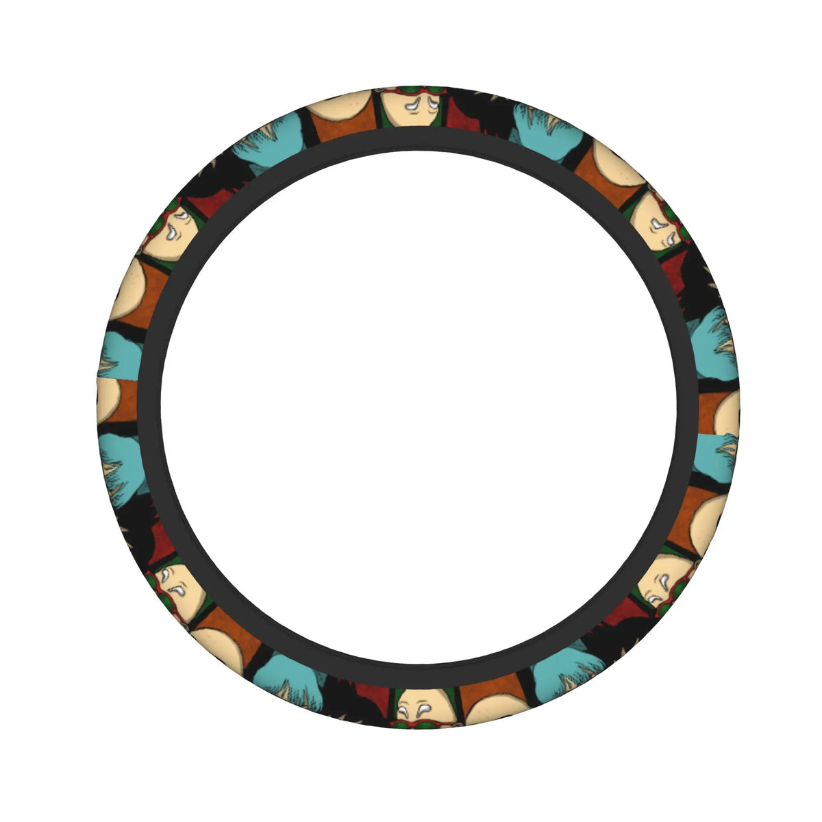 Dragon Ball steering wheel cover - Goku and warriors on orange background