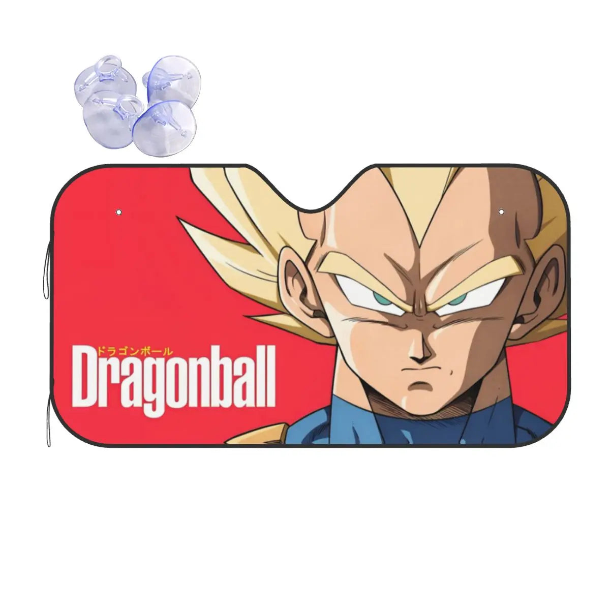 Zwarte auto parasol Dragon Ball kanji Go en oranje merken