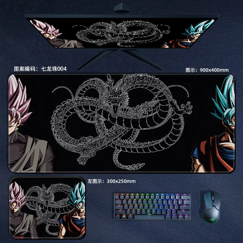 Tapis de souris orange Dragon Ball - personnages alignés et kanji Kame