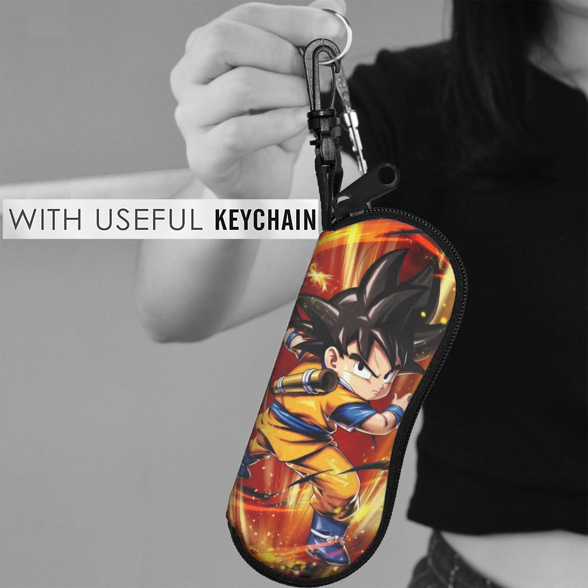 Dragon Ball orange Brillenkoffer - Kind Goku mit rotem Stock