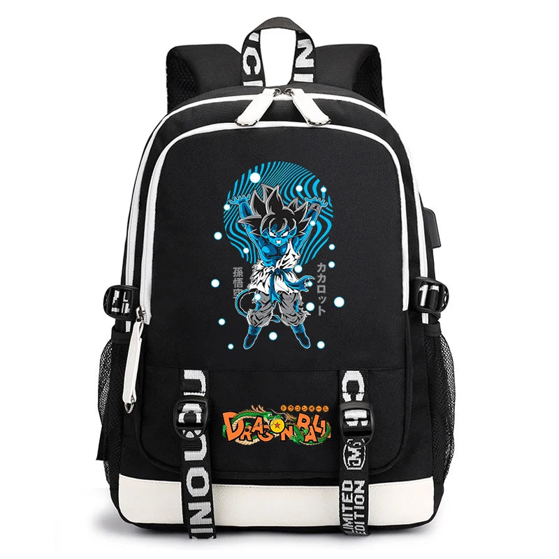 Black and White Dragon Ball Rucksack - Goku Super Saiyan 3 Zurück
