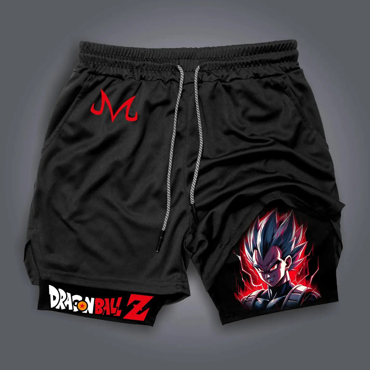 Short double couche noir Dragon Ball - Goku et aura rouge