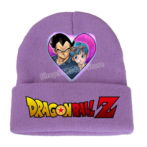 Gorro con vuelta morado Dragon Ball - Vegeta y Bulma en un corazón