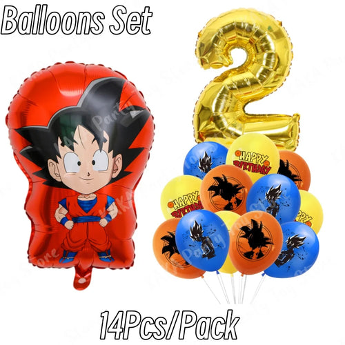 Birthday Balloons 2 years Dragon Ball - Goku child and golden number