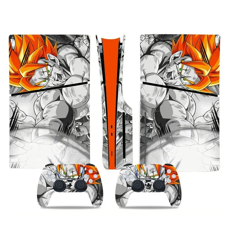 Pegatina para consola Dragon Ball - Shenron y Goku Super Saiyajin sobre fondo verde