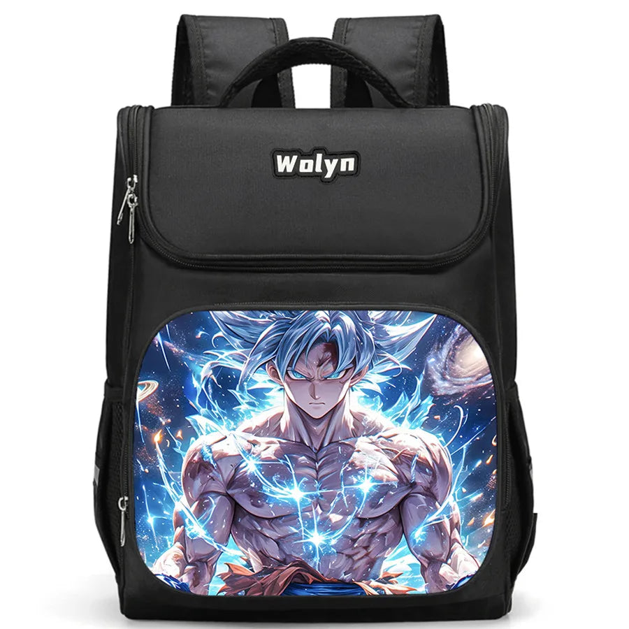 Sac à dos noir Dragon Ball - Goku en portrait sur fond vieilli