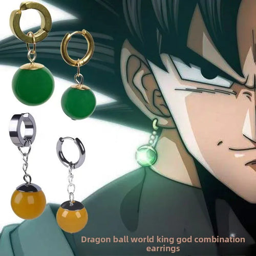 Boucles d'oreilles Potara Dragon Ball - perles vertes et jaunes