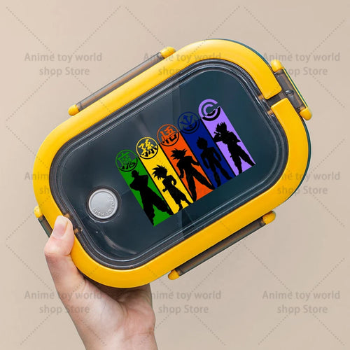 Dragon Ball gelbe Snackbox - mehrfarbige Silhouetten und Streifen