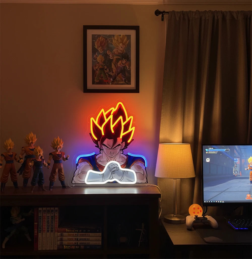 Lampada al neon blu Dragon Ball - Vegeta Super Saiyan Blue