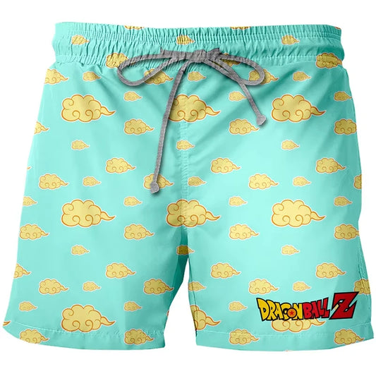 Short de bain turquoise Dragon Ball - nuages magiques jaunes