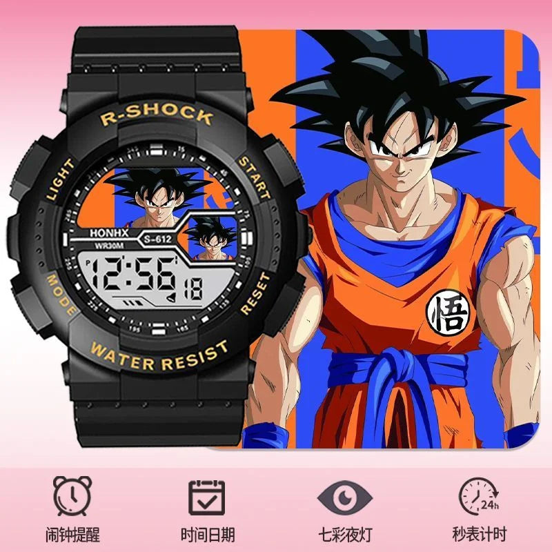 Montre numérique Dragon Ball - Goku en tenue orange sur cadran rond