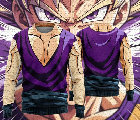 T-shirt violet à manches longues Dragon Ball tenue de Gohan