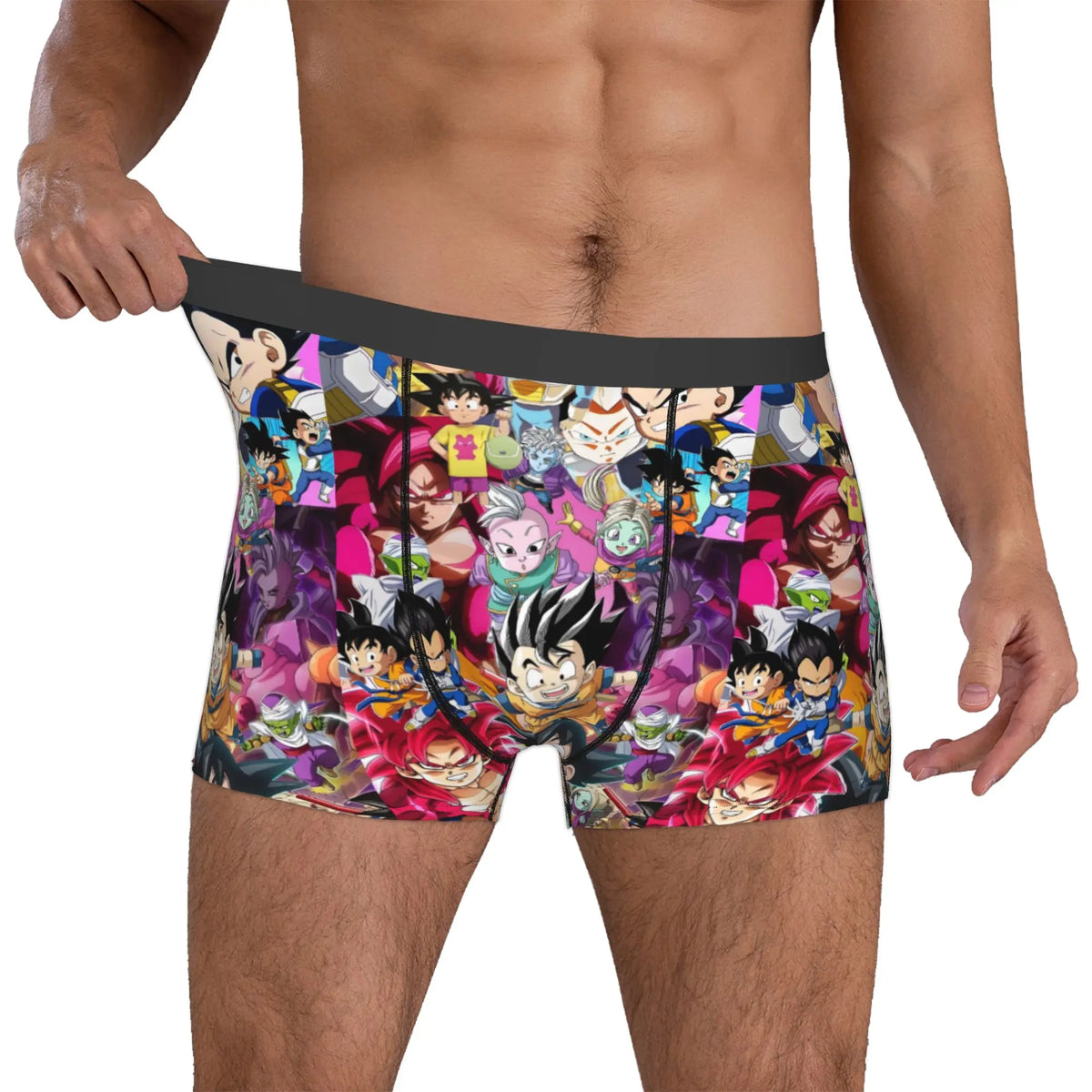 Boxer multicolore Dragon Ball - Goku e personaggi chibi