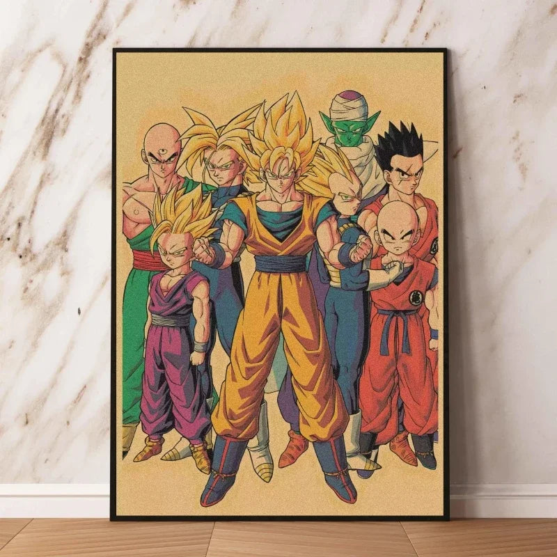 Affiches rétro - Goku enfant et couvertures Dragon Ball